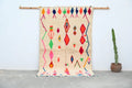 Handcrafted beige moroccan azilal rug living room geometric decor
