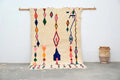 Handmade moroccan azilal carpet beige geometric rug for living room