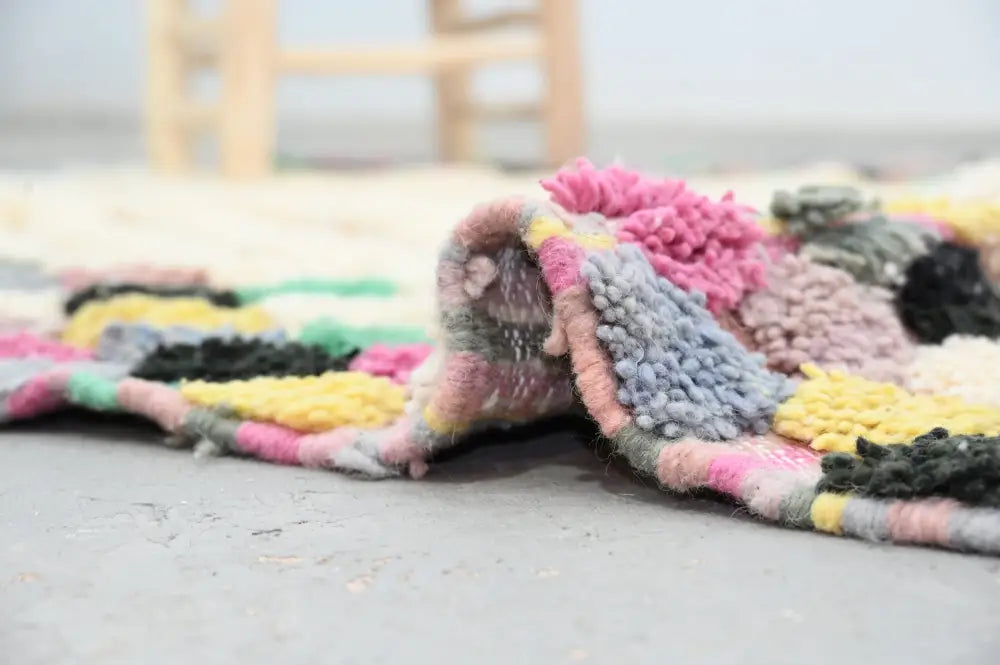 Handmade colorful geometric azilal rug 222x133 bedroom floor decor