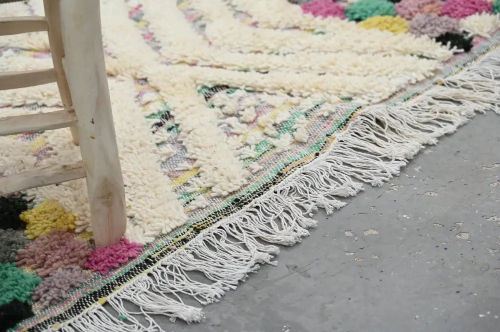 Handmade colorful geometric azilal rug 222x133 bedroom floor decor