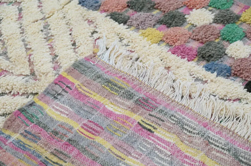 Handmade colorful geometric azilal rug 222x133 bedroom floor decor