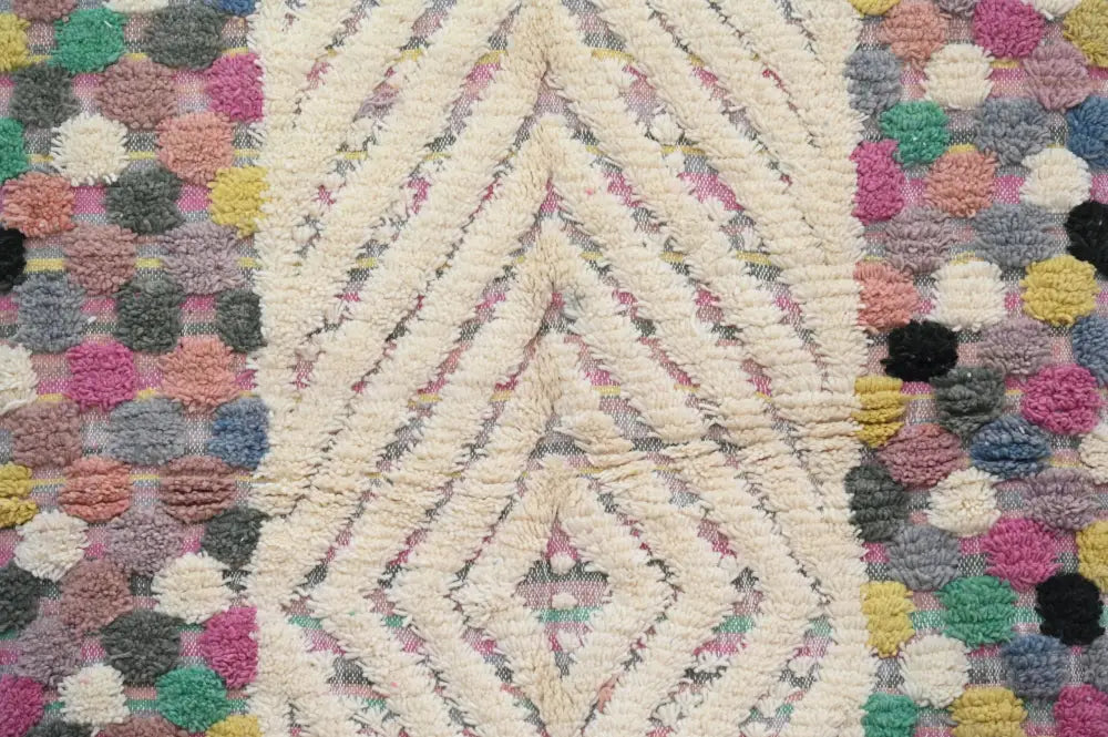 Handmade colorful geometric azilal rug 222x133 bedroom floor decor