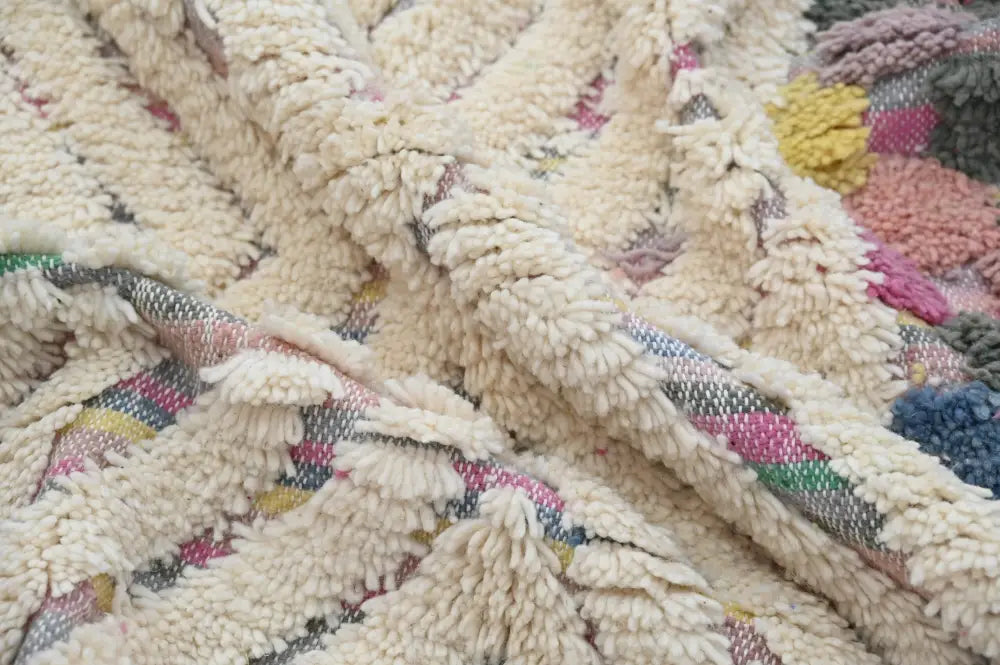 Handmade colorful geometric azilal rug 222x133 bedroom floor decor