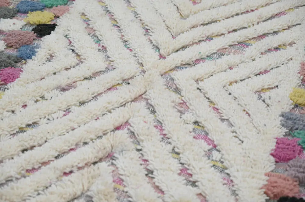 Handmade colorful geometric azilal rug 222x133 bedroom floor decor