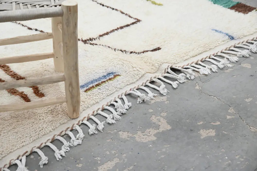 Handmade moroccan azilal rug cream and olive living room decor