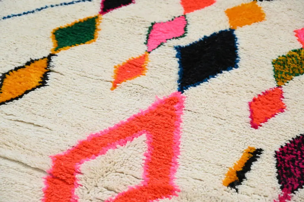 Handmade moroccan azilal rug with vibrant colors for living room
