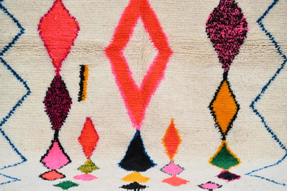 Handmade moroccan azilal rug with vibrant colors for living room