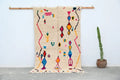Handmade traditional azilal beige geometric rug bedroom decor