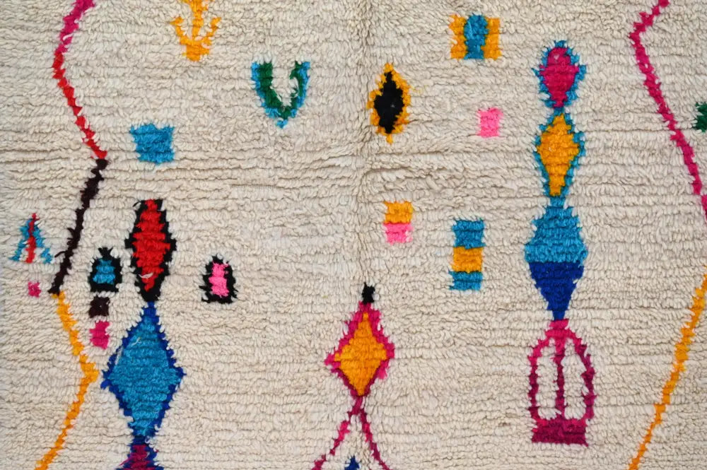 Handmade traditional azilal beige geometric rug bedroom decor