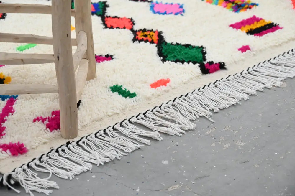 Handmade moroccan azilal rug 240x144cm – living room geometric decor