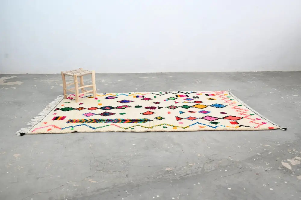 Handmade moroccan azilal rug 240x144cm – living room geometric decor