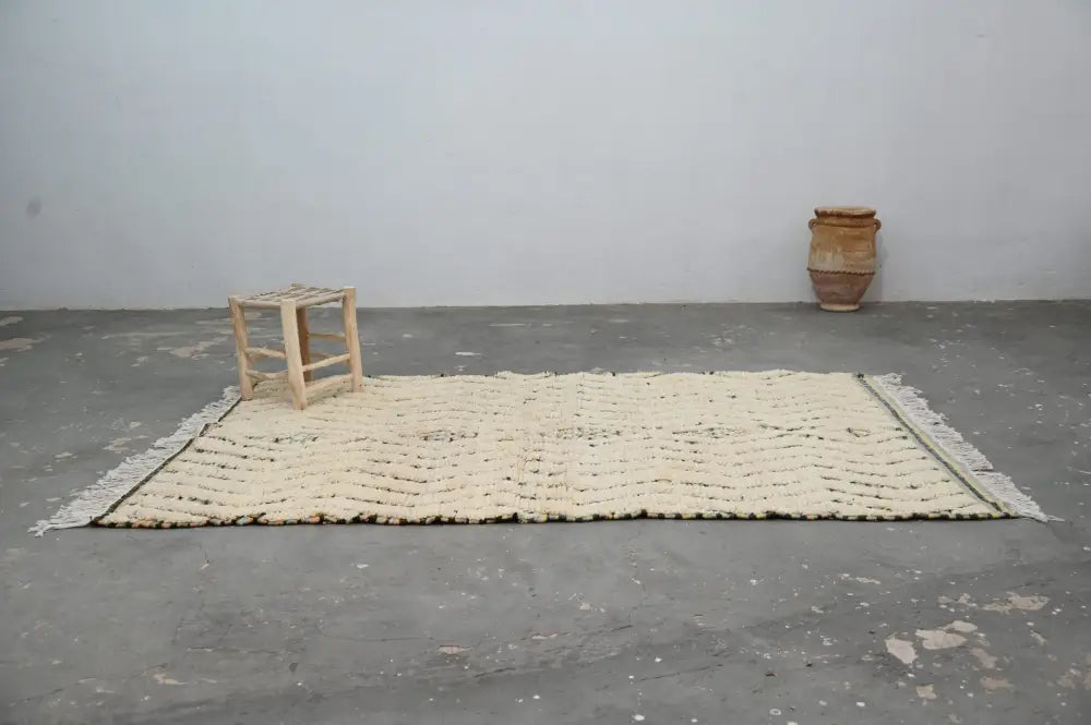 Handmade moroccan azilal rug 240x155cm cream & brown bedroom decor