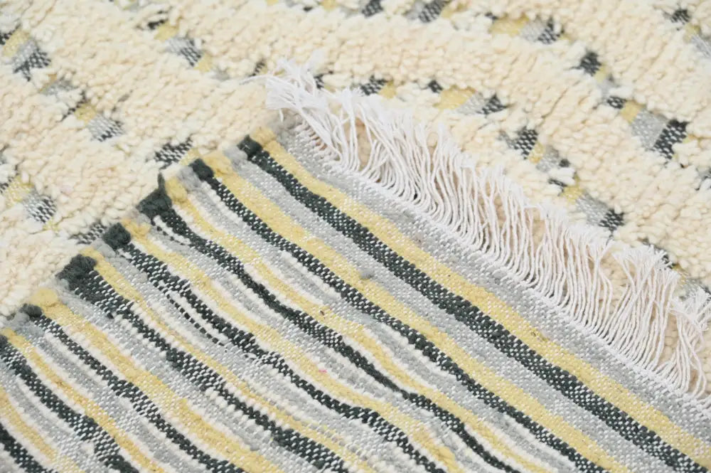 Handmade moroccan azilal rug 240x155cm cream & brown bedroom decor