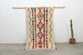 Handmade moroccan beige azilal rug bedroom geometric decor