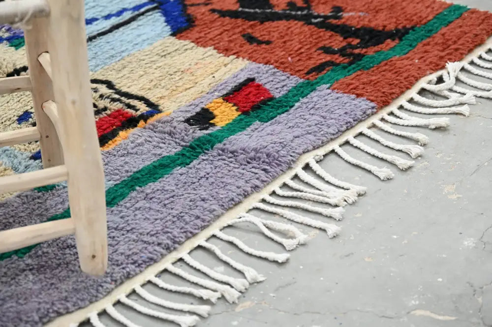 Handmade moroccan azilal rug colorful geometric living room decor