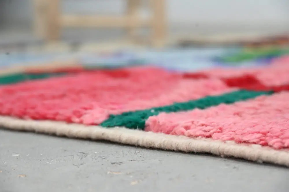 Handmade moroccan azilal rug colorful geometric living room decor