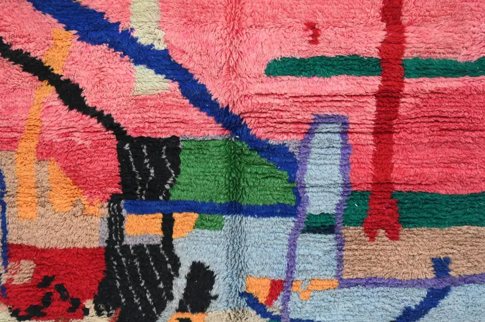 Handmade moroccan azilal rug colorful geometric living room decor