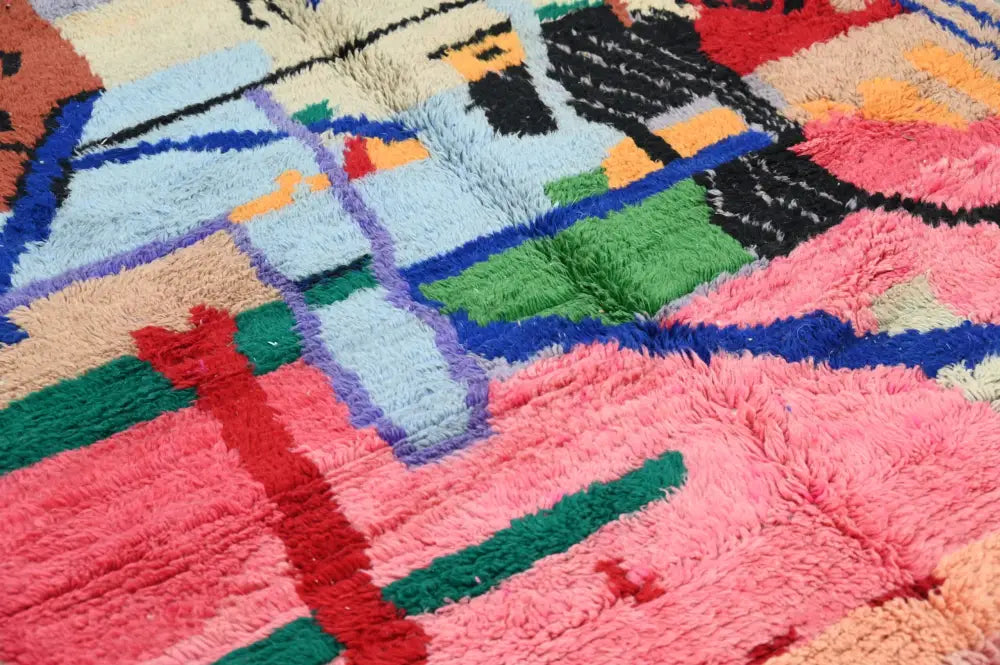 Handmade moroccan azilal rug colorful geometric living room decor