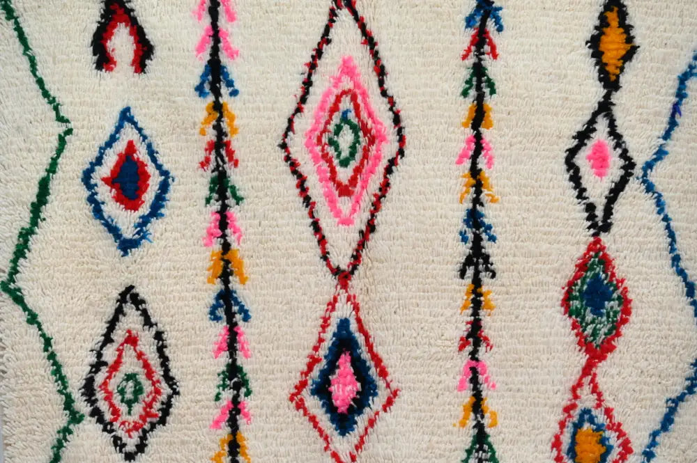Handmade moroccan azilal natural wool rug bedroom geometric decor