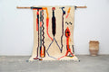 Handmade traditional azilal rug beige and orange bedroom decor