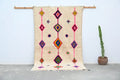 Handmade moroccan azilal rug beige colorful geometric bedroom decor