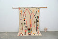 Handmade beige geometric moroccan azilal rug bedroom decor