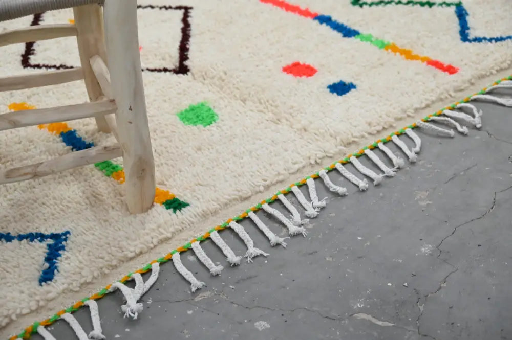 Handmade beige moroccan azilal rug natural wool living room decor