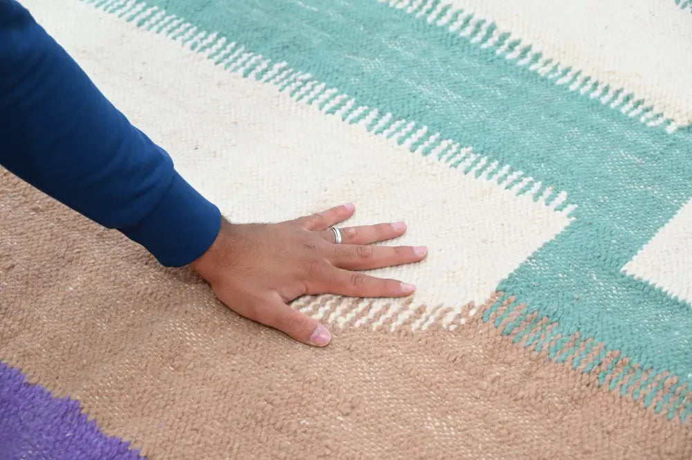 Purple green & beige moroccan azilal rug bedroom woven decor