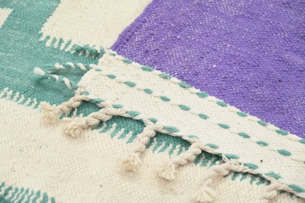 Purple green & beige moroccan azilal rug bedroom woven decor