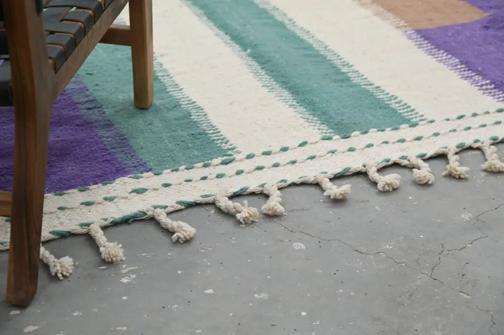 Purple green & beige moroccan azilal rug bedroom woven decor
