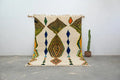Handmade moroccan azilal rug beige geometric living room decor