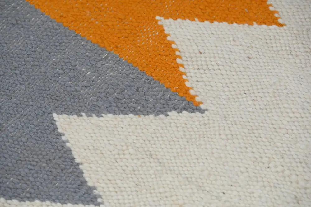 Handmade moroccan azilal rug beige geometric bedroom carpet