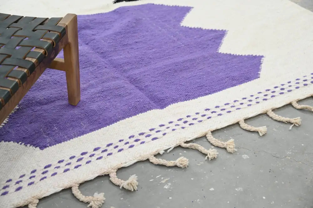 Handmade moroccan azilal beige and orange rug bedroom decor