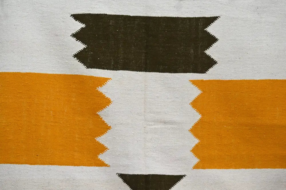 Handmade moroccan azilal beige and orange rug bedroom decor