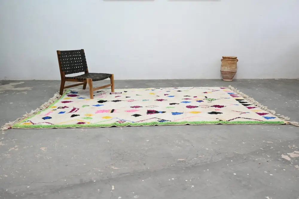 Vibrant cream handmade moroccan azilal rug living room decor