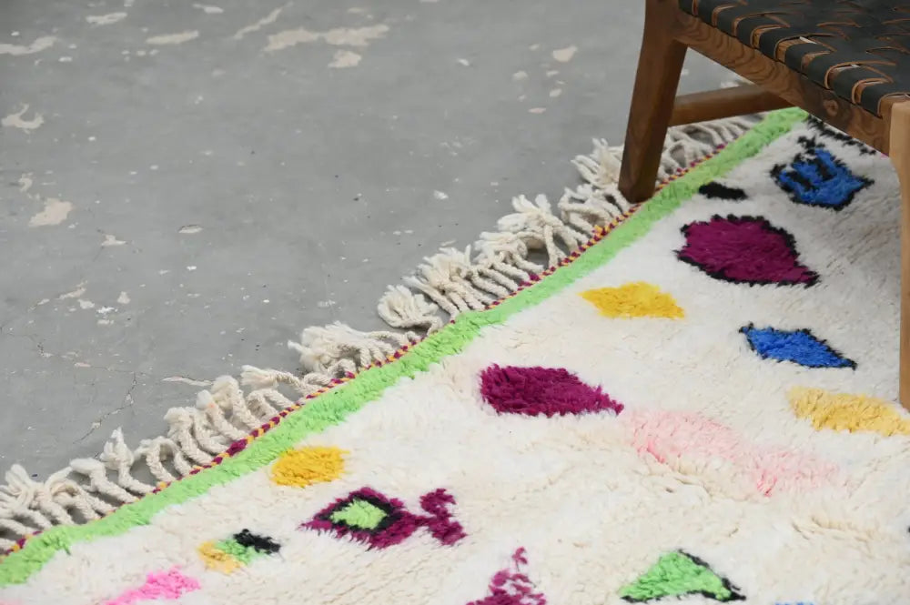 Vibrant cream handmade moroccan azilal rug living room decor