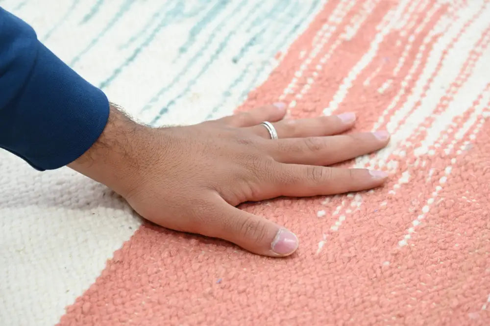Handmade moroccan multi stripe azilal rug 302x197cm living room decor