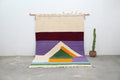 Handmade moroccan azilal rug cream and burgundy living room decor