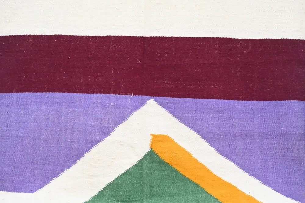 Handmade moroccan azilal rug cream and burgundy living room decor