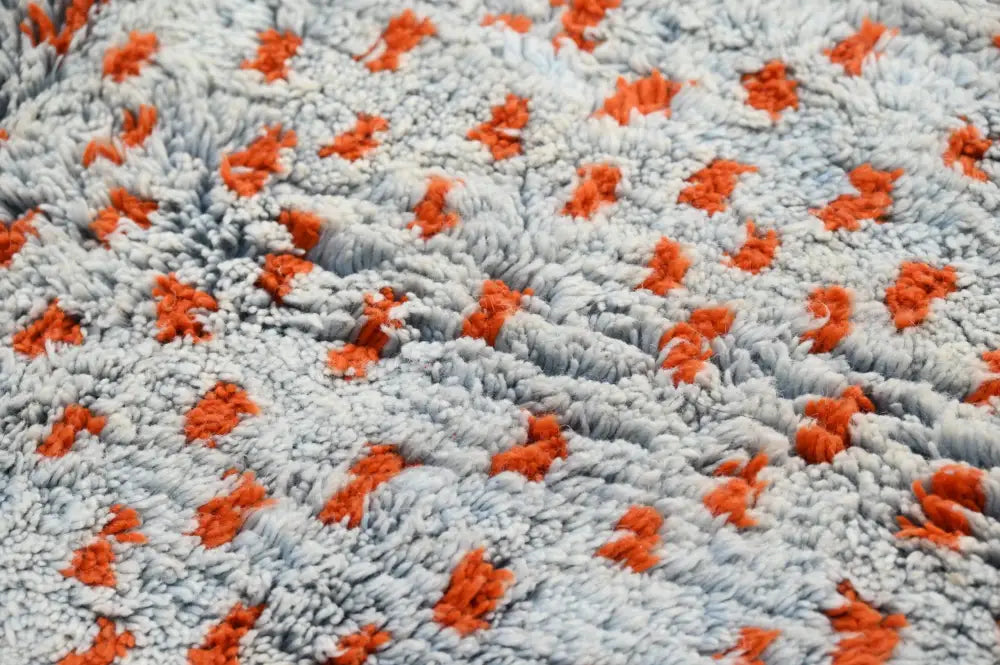 Handmade gray & orange moroccan azilal rug living room decor