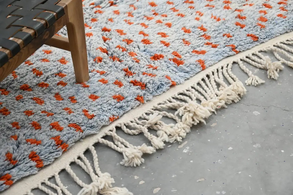 Handmade gray & orange moroccan azilal rug living room decor