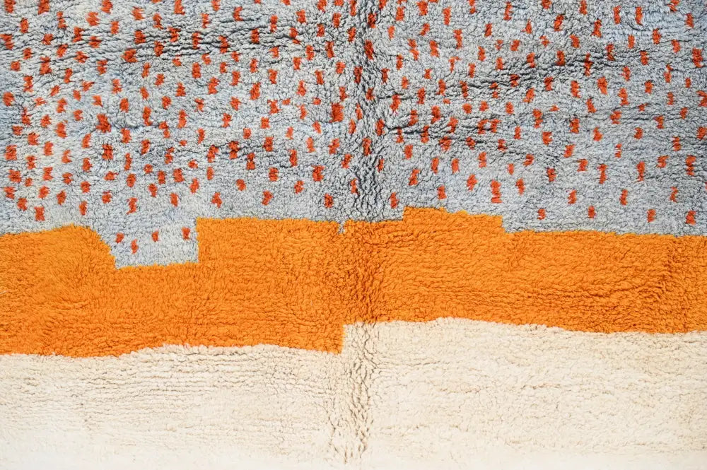 Handmade gray & orange moroccan azilal rug living room decor