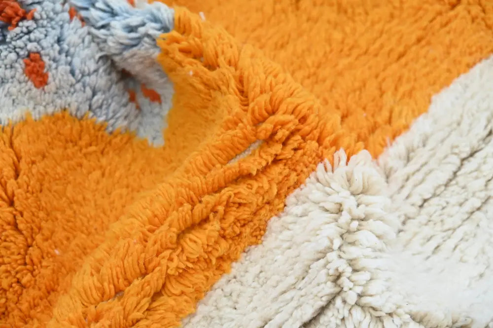 Handmade gray & orange moroccan azilal rug living room decor