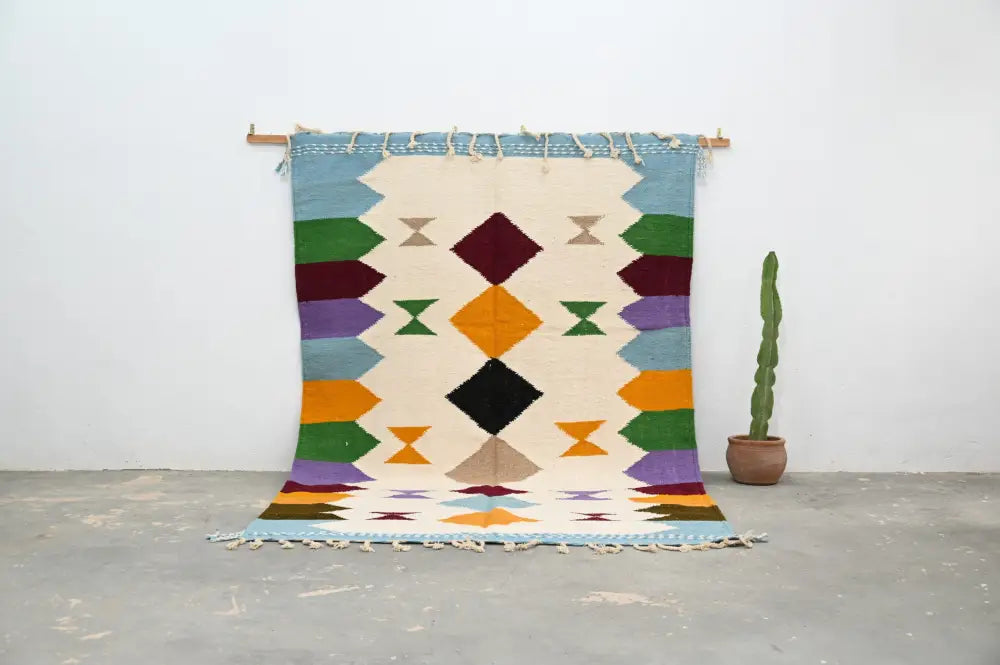 Handmade geometric azilal rug 305x204cm living room woven decor