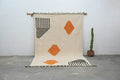 Handmade moroccan azilal rug beige & orange living room carpet