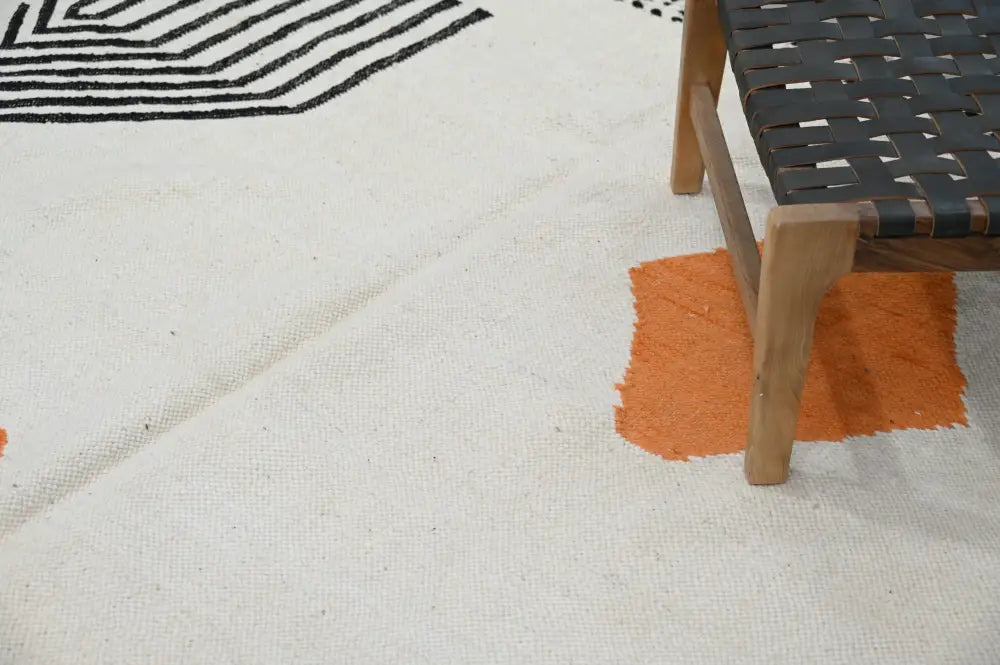 Handmade moroccan azilal rug beige & orange living room carpet