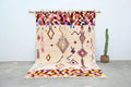 Handmade moroccan azilal rug beige geometric living room decor