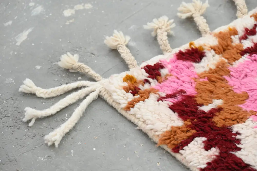 Handmade moroccan azilal rug beige geometric living room decor