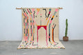 Handmade moroccan azilal rug beige abstract geometric bedroom decor