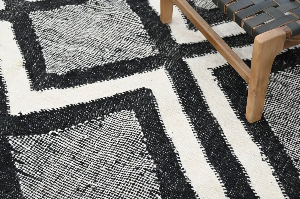 Handmade traditional azilal rug black & white living room decor